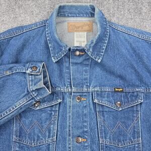 Wrangler Jacket Mens 2XL Blue Denim Authentic Western Trucker Cowboy 74145PW